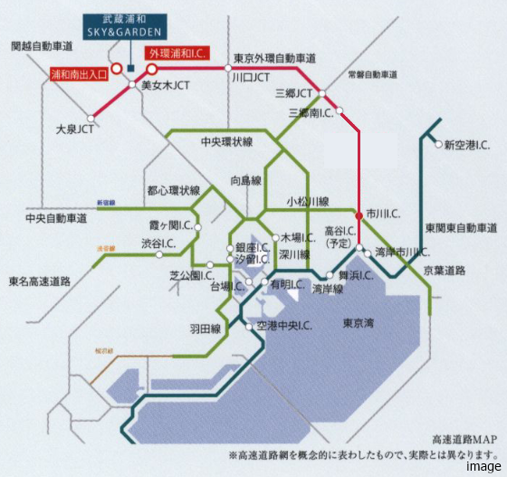 高速道路マップイメージ図｜武蔵浦和SKY＆GARDEN
